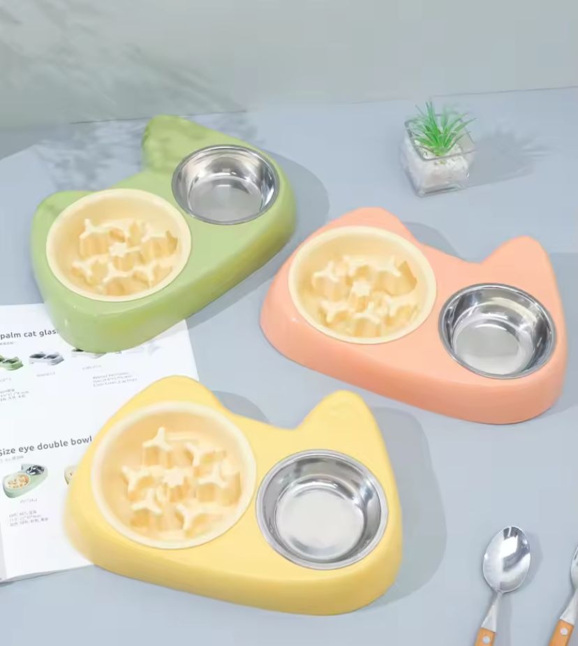 comederos de doble tazón para mascotas.